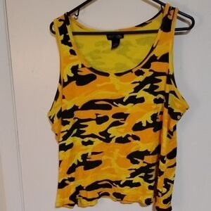 Yellow Black Camouflage Tank Top